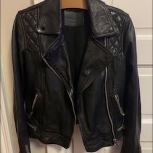 All Saints black Conroy leather jacket sz 2